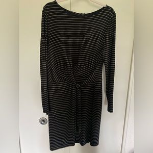 Black & Gold Striped Tie-Front Dress